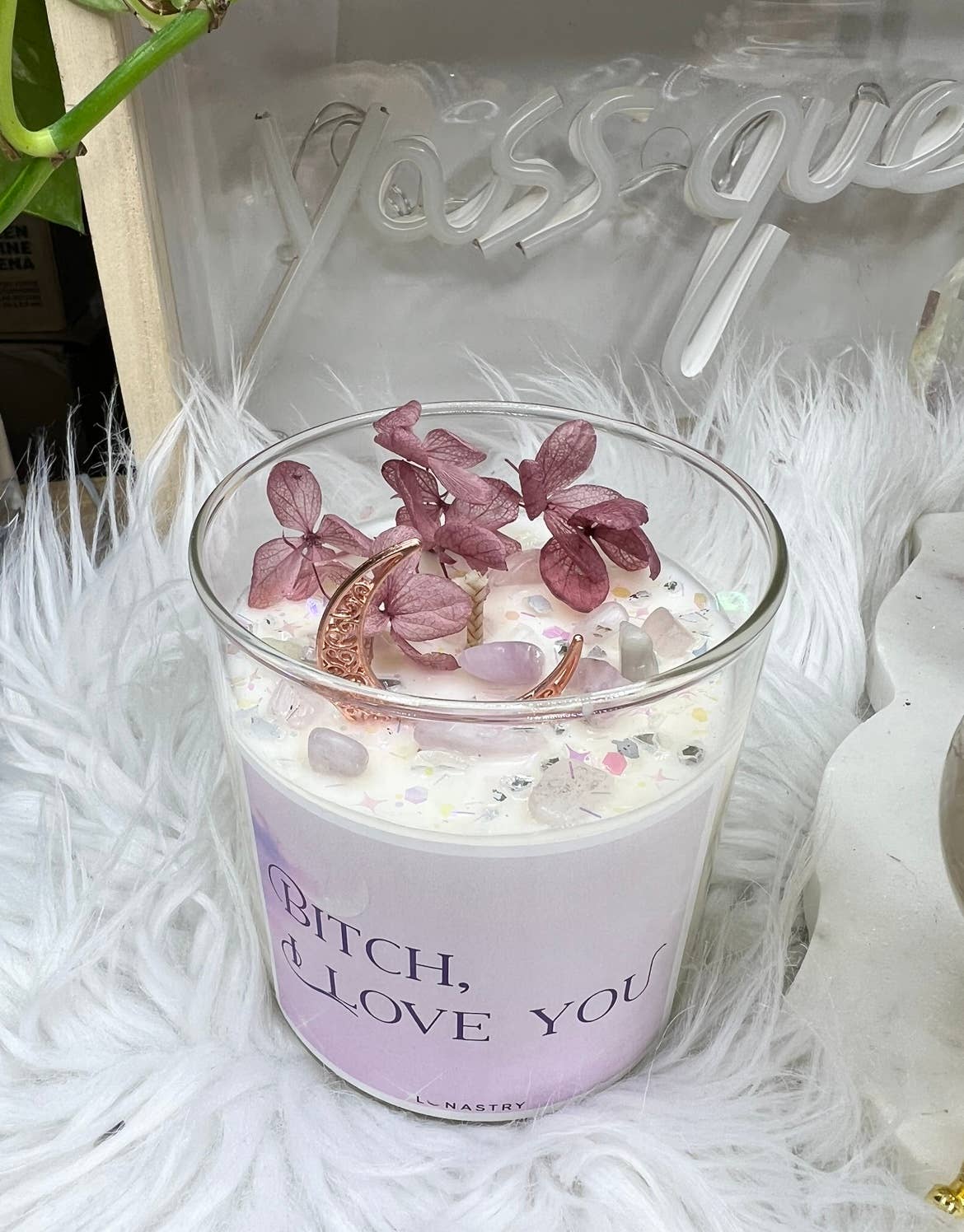 Bish, I love you candle