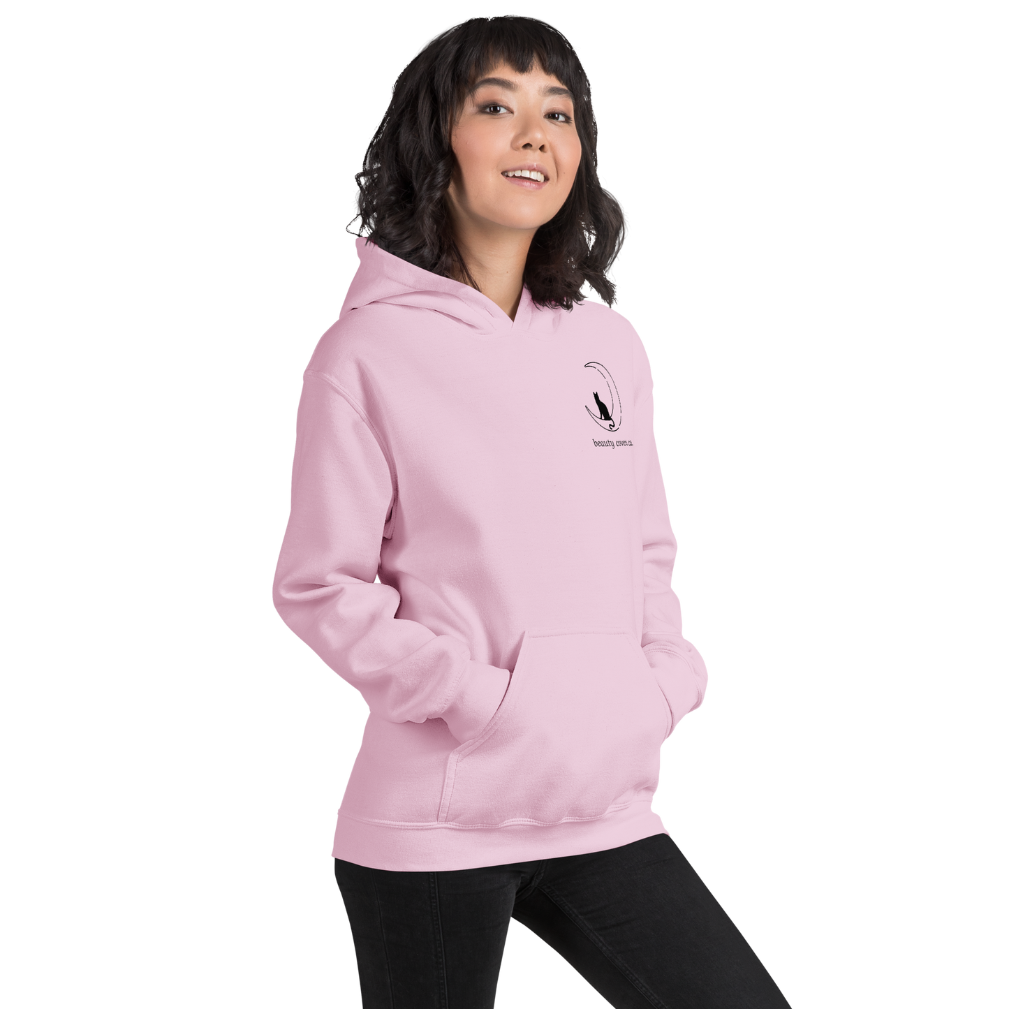 Pretty in Pink- Black Cat Hoodie