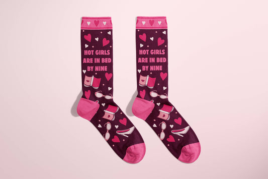 "Hot Girls Are In Bed By 9"  Socks