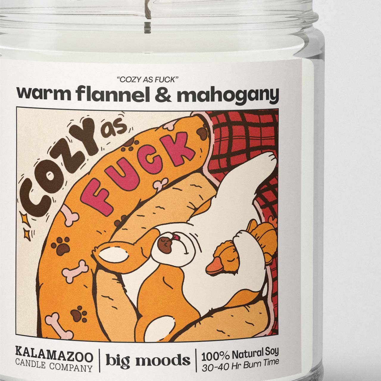 "Cozy as Fuck" Warm Flannel & Mahogany Candle